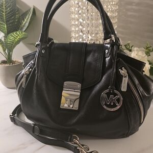 Michael Kors Black Leather Satchel Bag